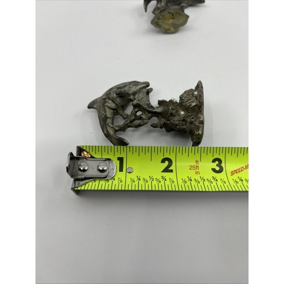 Pewter Dolphins Figurines Miniatures Sea Life Ocean Animals‎ 2.5" Tall Signed - Picture 10 of 12